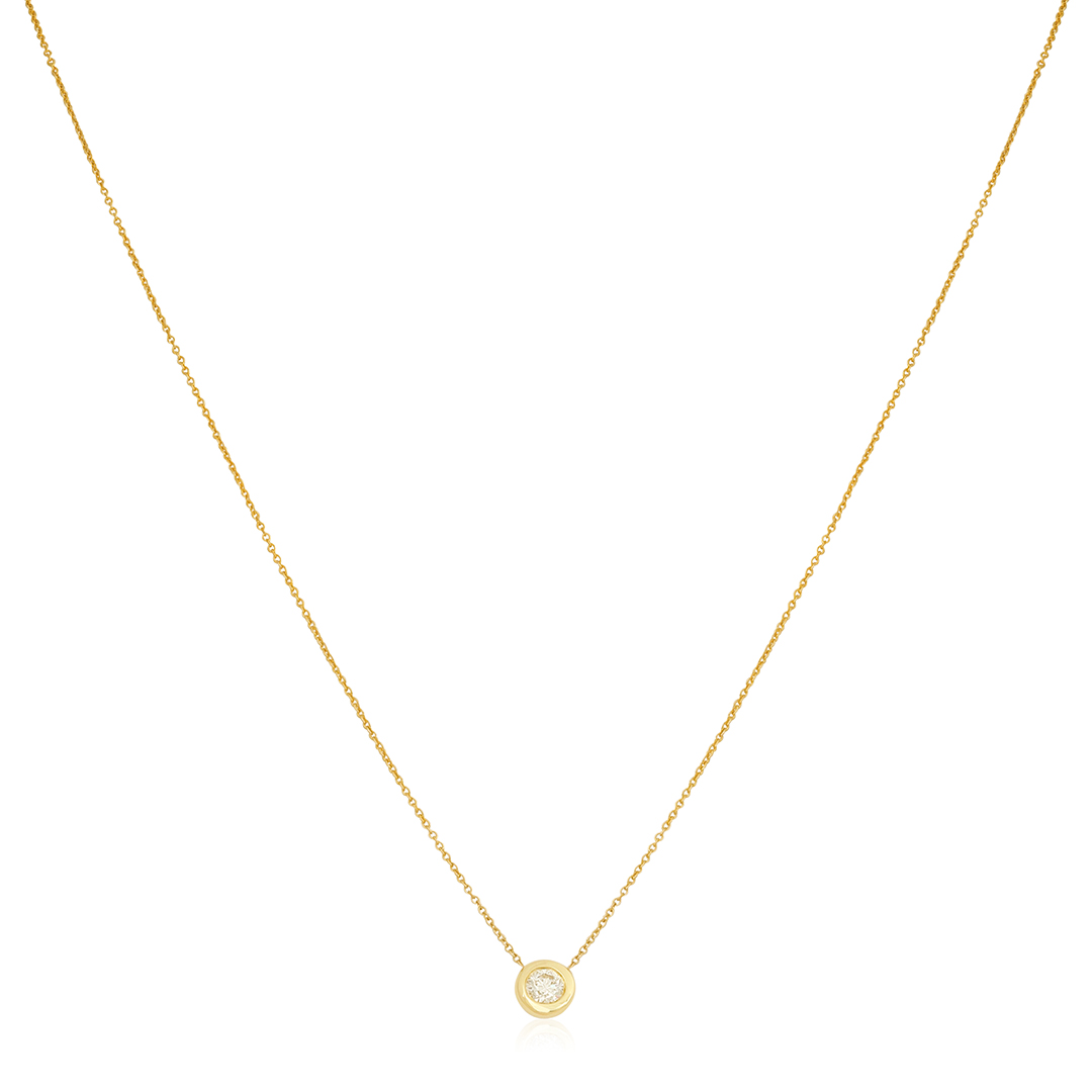 Roberto Coin 18K Yellow Gold Bezel Set Diamond Necklace