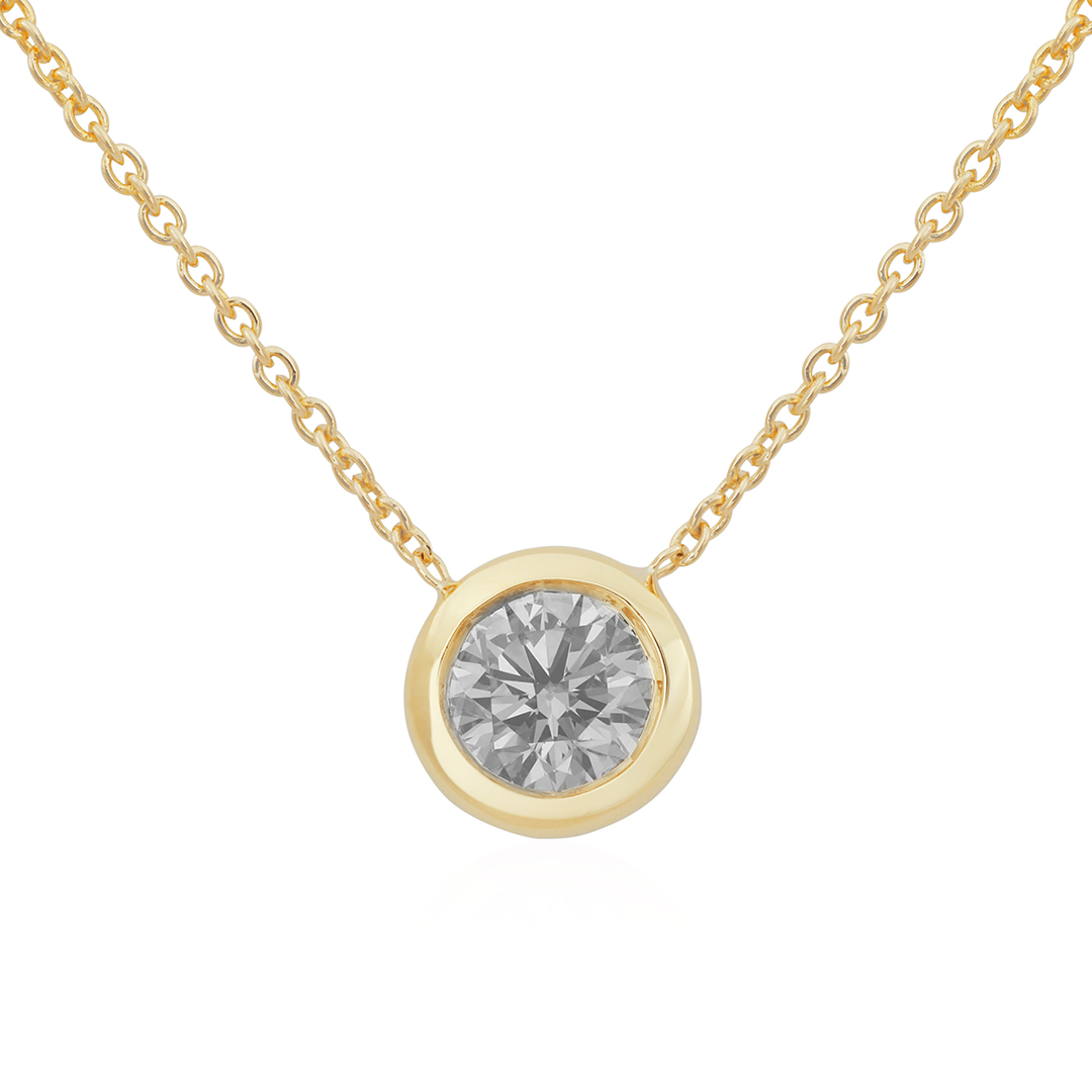 Roberto Coin 18K Yellow Gold Bezel Set Diamond Necklace