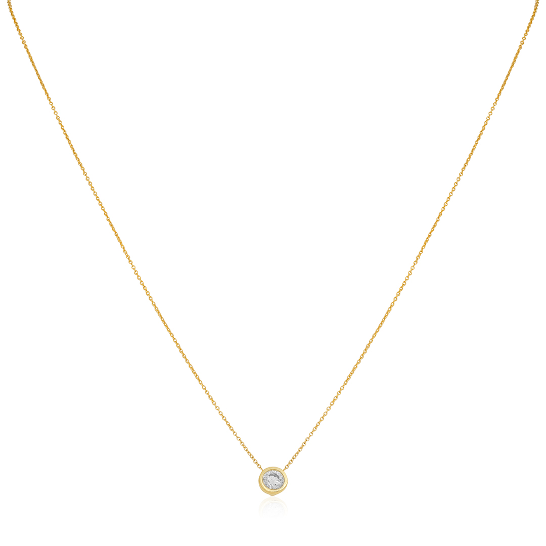 Roberto Coin 18K Yellow Gold Bezel Set Diamond Necklace