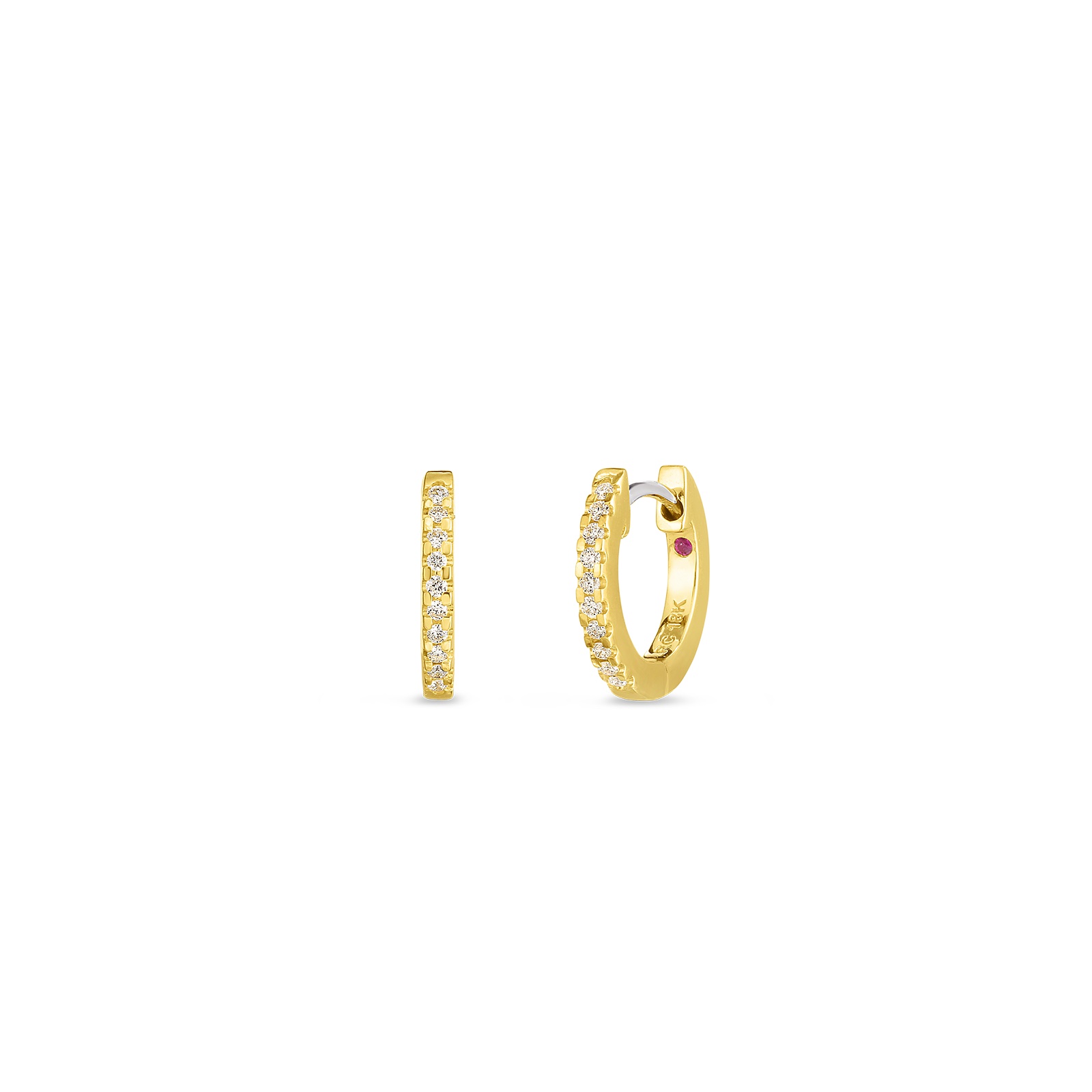 18K Yellow Gold Extra Small Diamond Hoop Earrings
