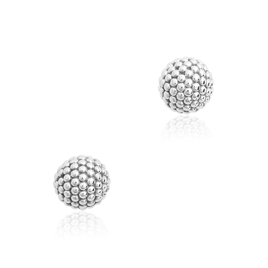Sterling Silver Caviar Collection Stud Earrings