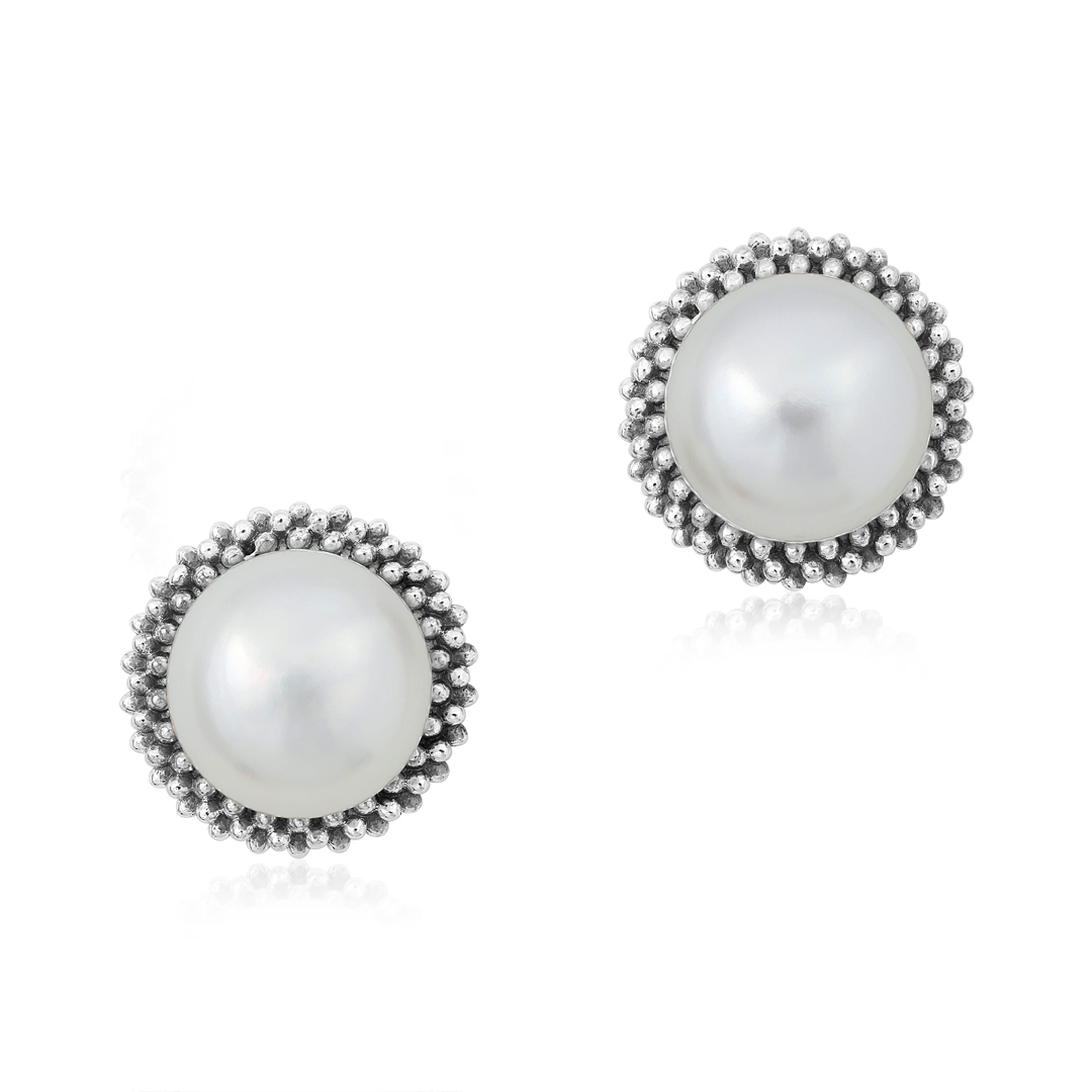 Sterling Silver Pearl Stud Earrings
