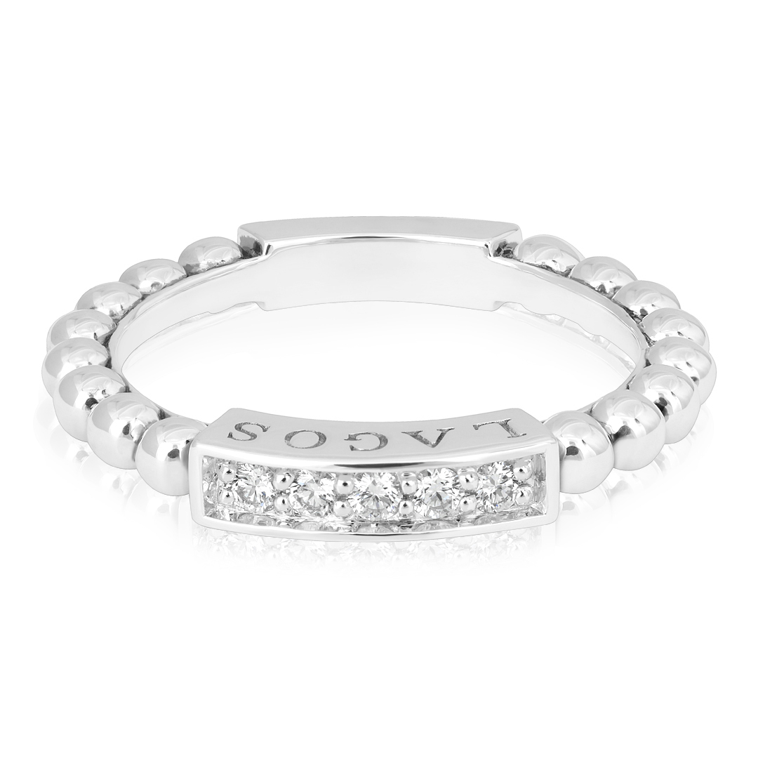 Sterling Silver Caviar Spark Collection Diamond Stacking Ring
