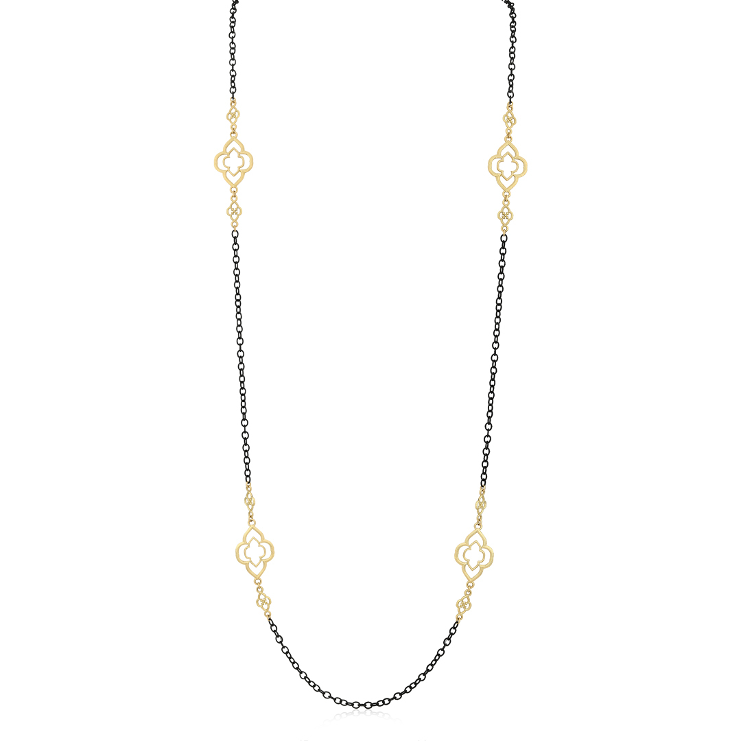 Armenta Oxidized Sterling Silver and 18k Yellow Gold Necklace