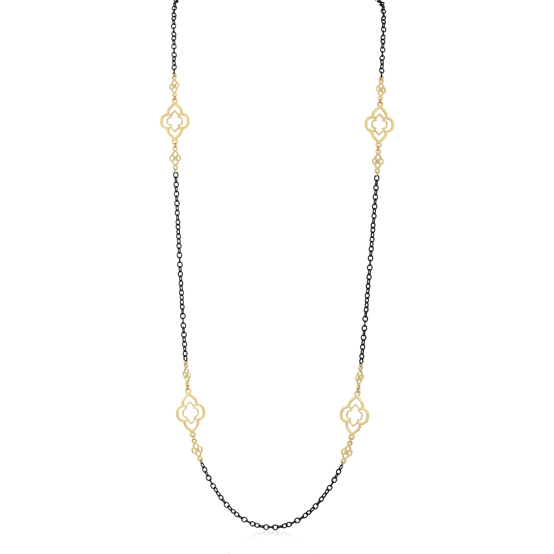 Armenta Oxidized Sterling Silver and 18k Yellow Gold Necklace itemprop=