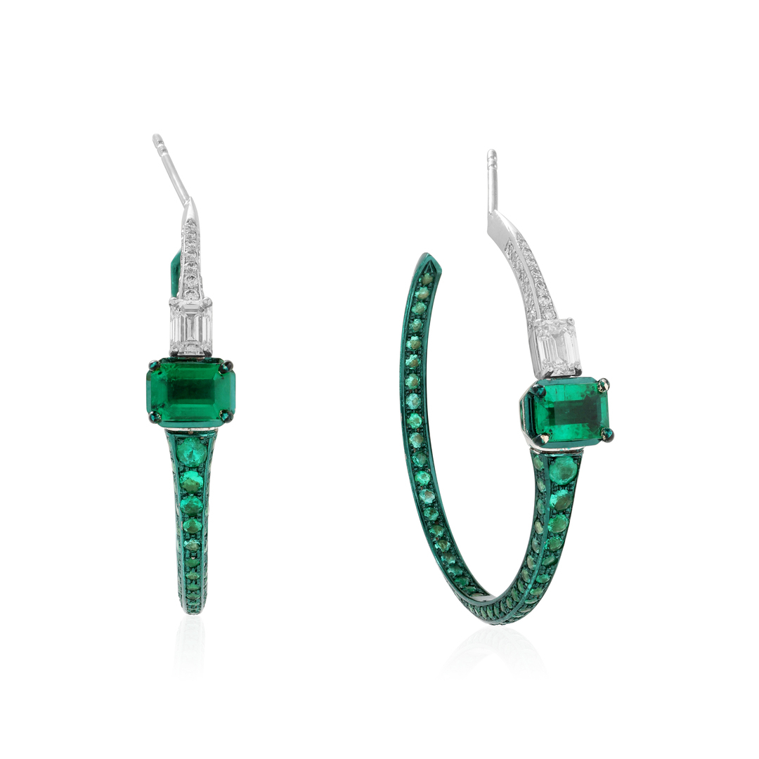 Mariani Emerald Hoop Earrings