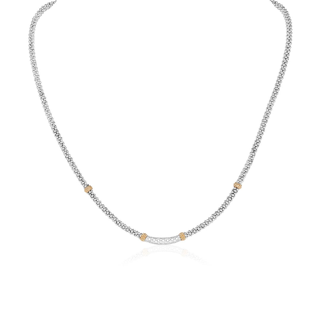 Lagos 18K Yellow Gold Caviar Diamond Necklace itemprop=