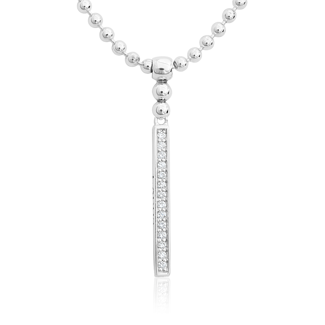 Sterling Silver and Diamond Bar Station Necklace