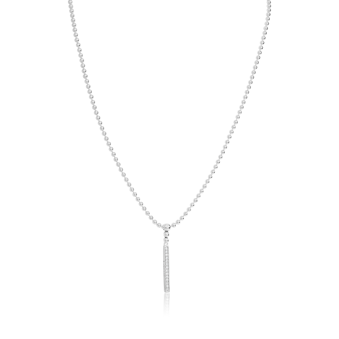 Sterling Silver and Diamond Bar Station Necklace