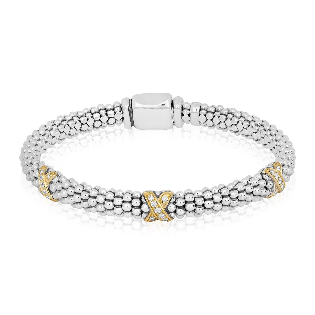 LAGOS Sterling Silver and 18K Yellow Gold Beaded Bracelet