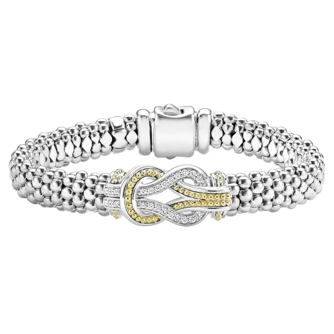 Cavier  Newport Collection Bracelet with Diamonds and 18K Yellow Gold Beading itemprop=