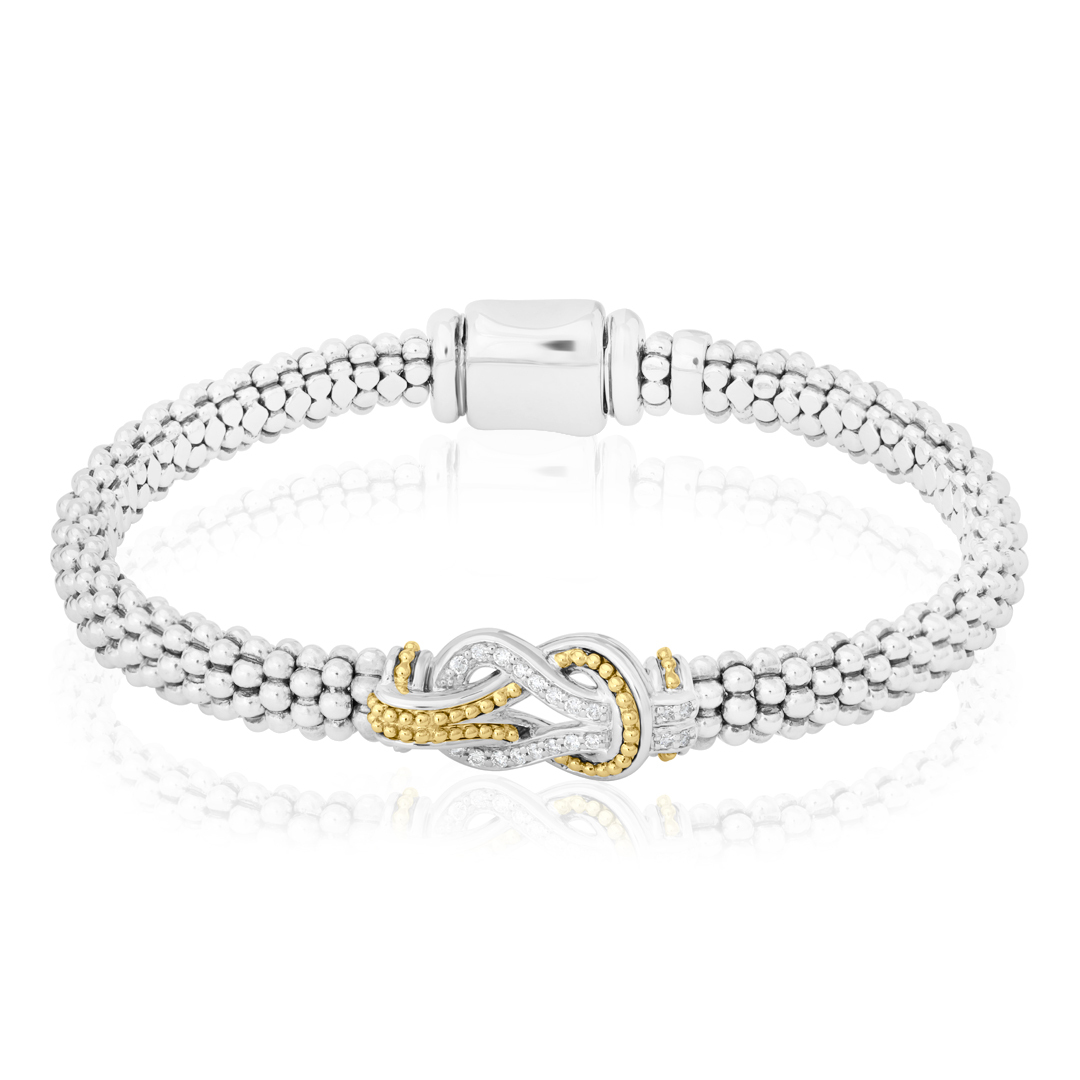 Caviar Newport Collection Bracelet with Diamonds and 18K Yellow Gold Beading