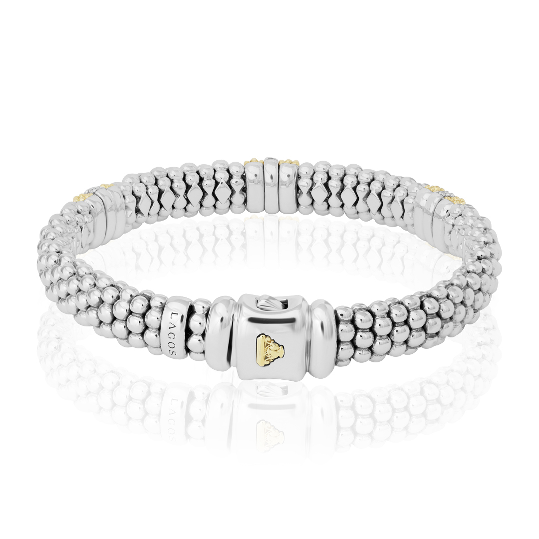 LAGOS Sterling Silver Diamond Caviar Bracelet