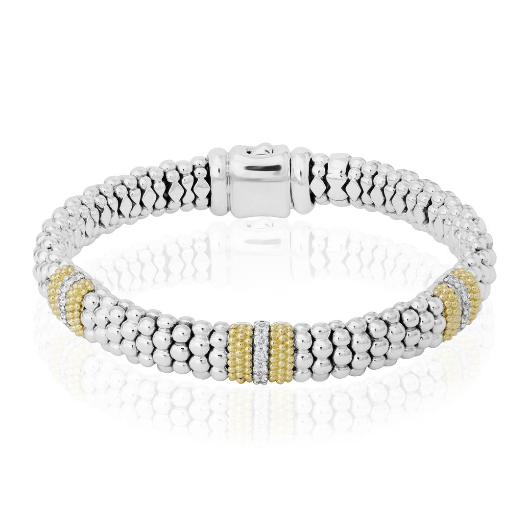 LAGOS Sterling Silver Diamond Caviar Bracelet