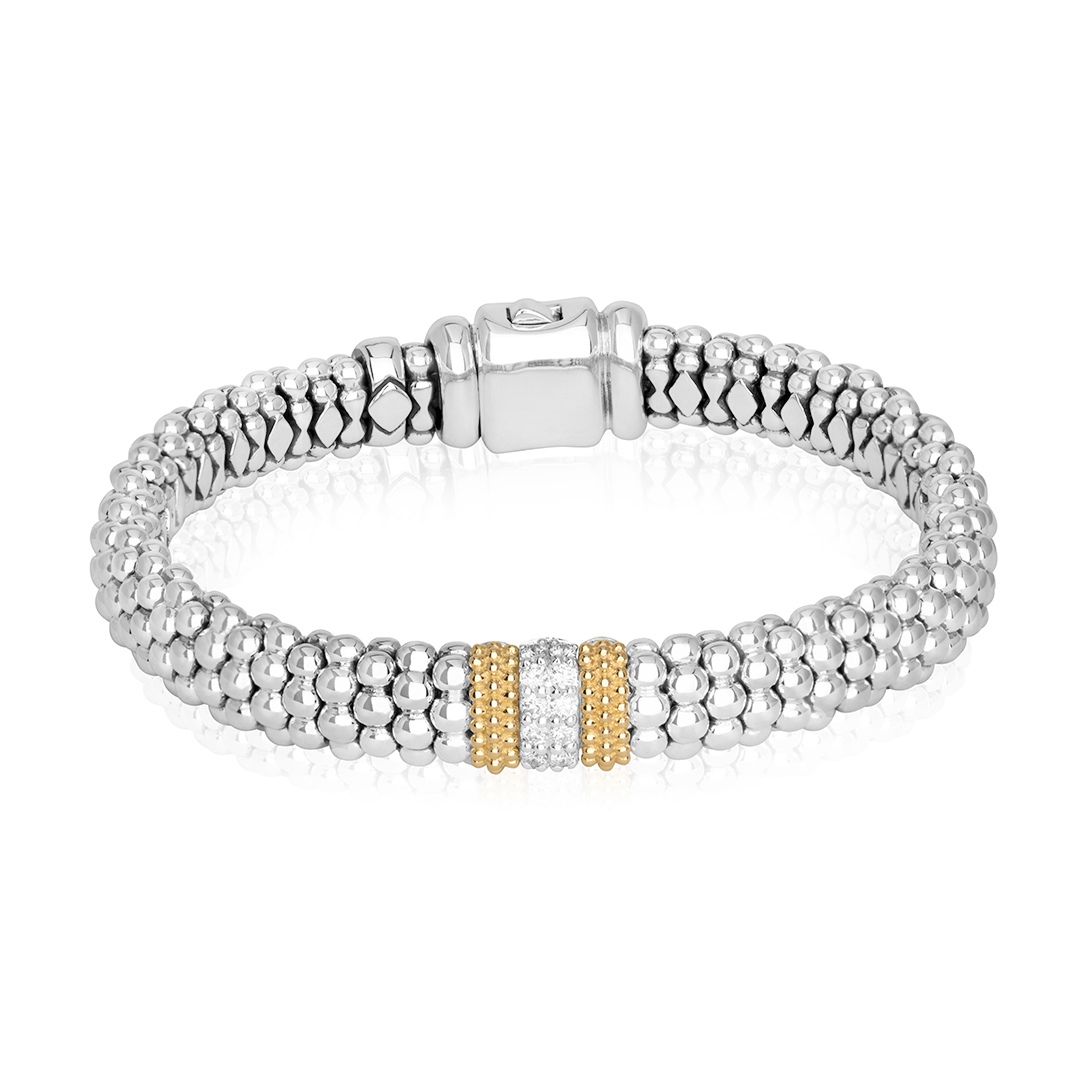 Cavier 18K Yellow Gold  Sterling Silver Diamond Bracelet