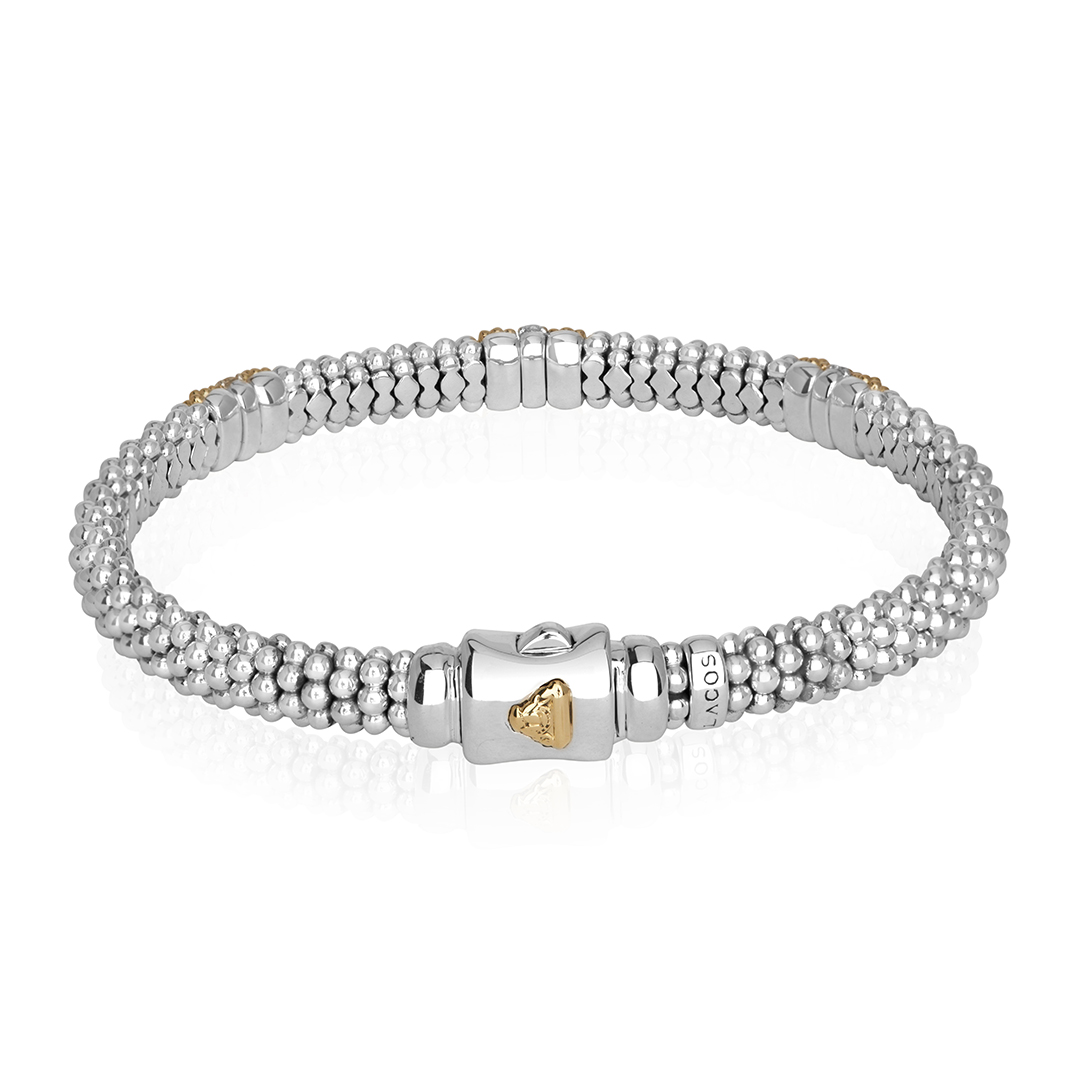 18K Yellow Gold  Sterling Silver Diamond Bracelet