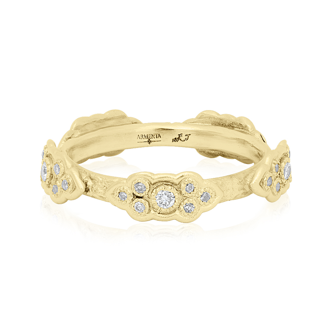 Armenta 18K Yellow Gold Old World Collection Yellow Gold Band With Diamonds itemprop=