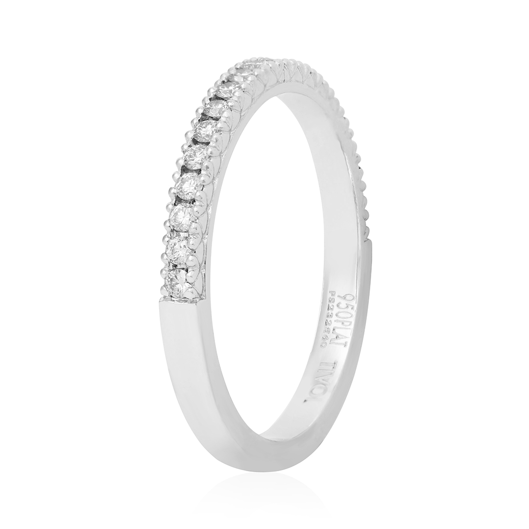 Platinum Engraved Diamond Band