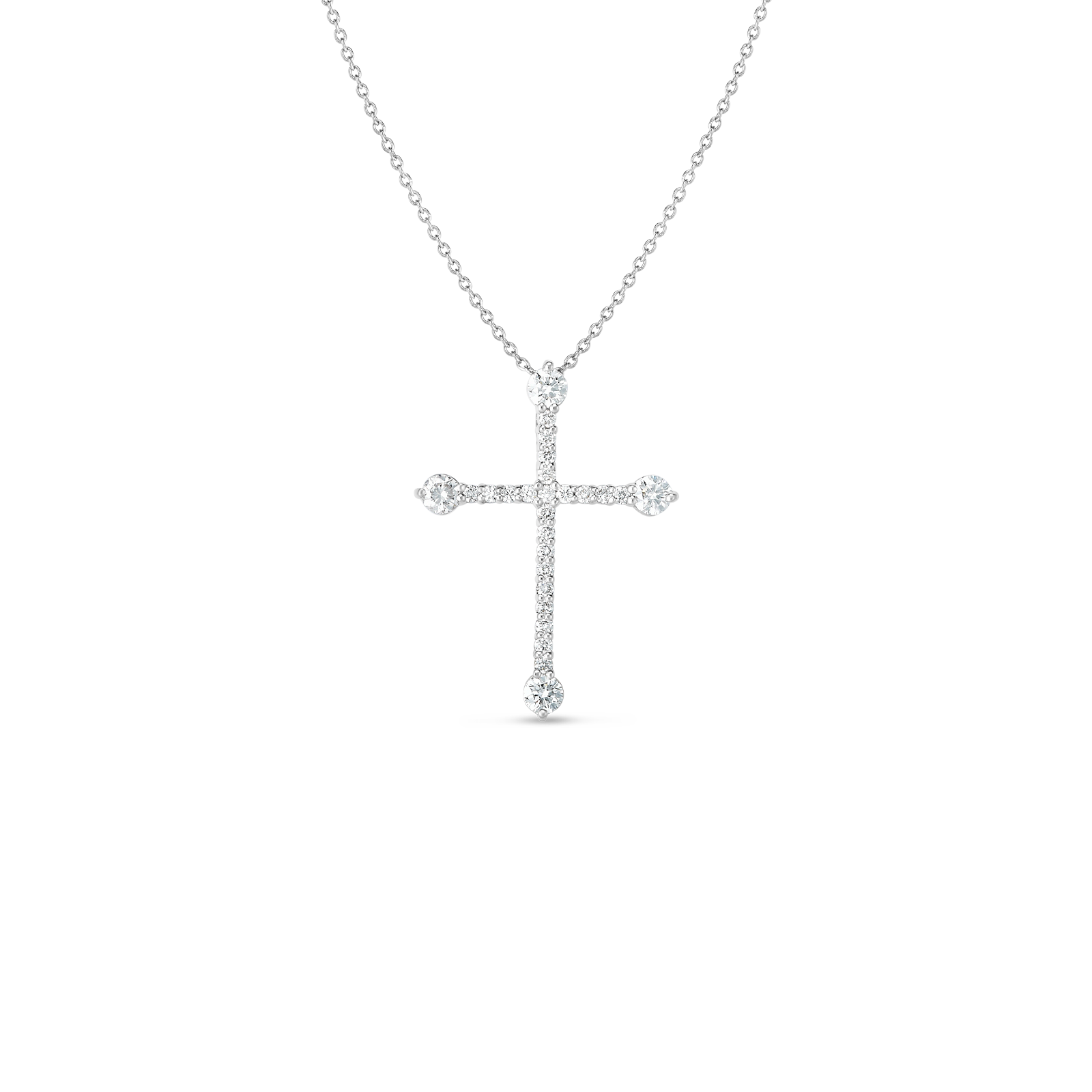 18K White Gold Tiny Treasures Diamond Cross Necklace