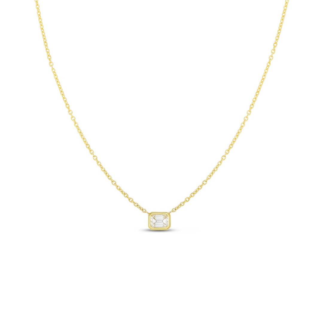 18K Yellow Gold Diamonds By The Inch Collection Emerald Cut Diamond Necklace