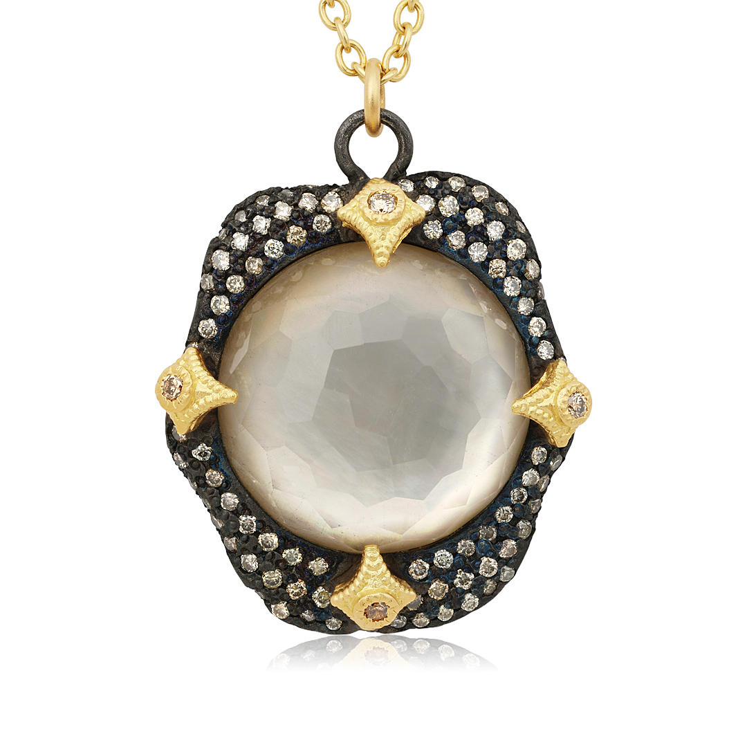 18K YellowGold and Smokey Quartz Old World Necklace