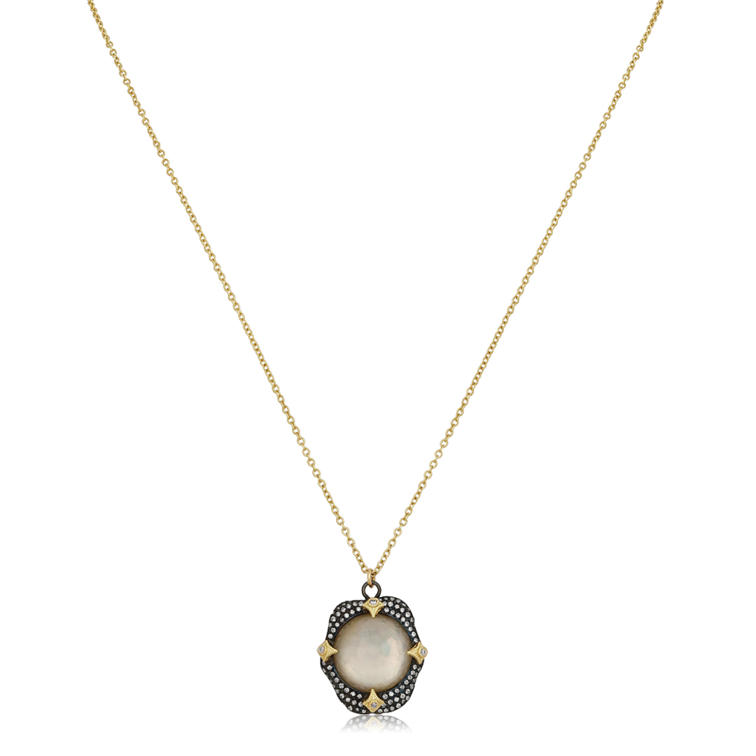 18K YellowGold and Smokey Quartz Old World Necklace