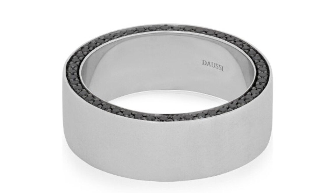 14K White Gold Black Diamond Band