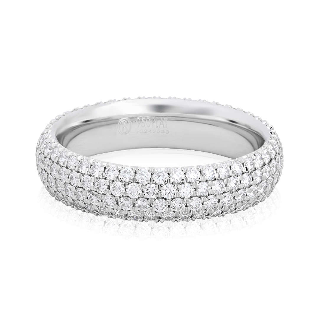 Platinum Four Row Diamond Band