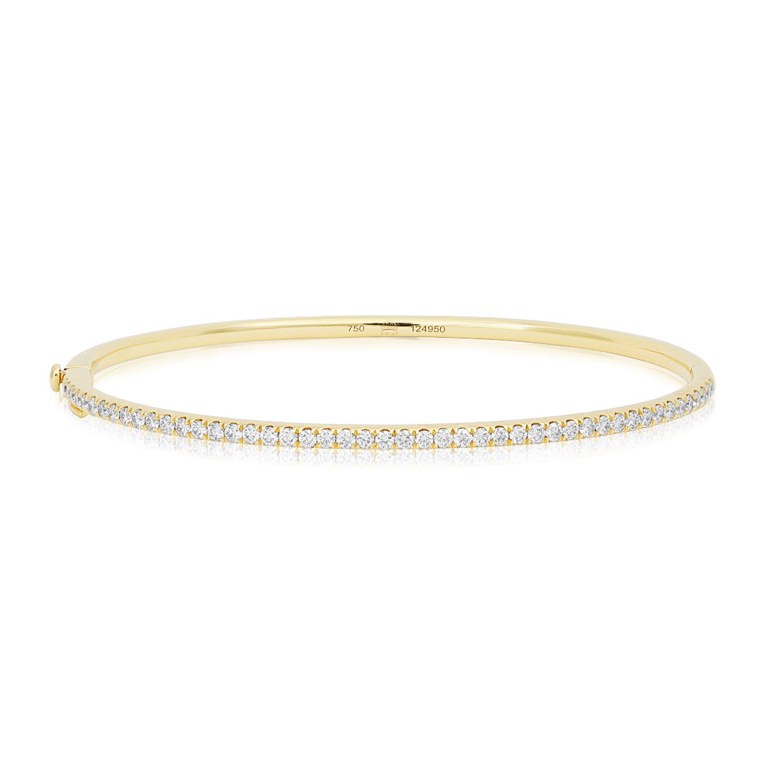 18K Yellow Gold Stackable Collection Bangle Bracelet with Diamonds