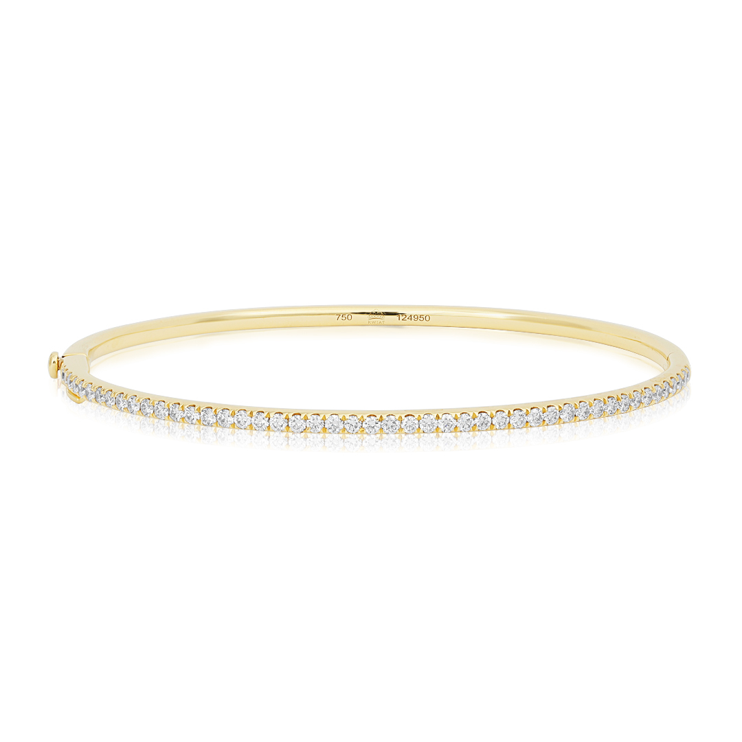 18K Yellow Gold Stackable Collection Bangle Bracelet with Diamonds