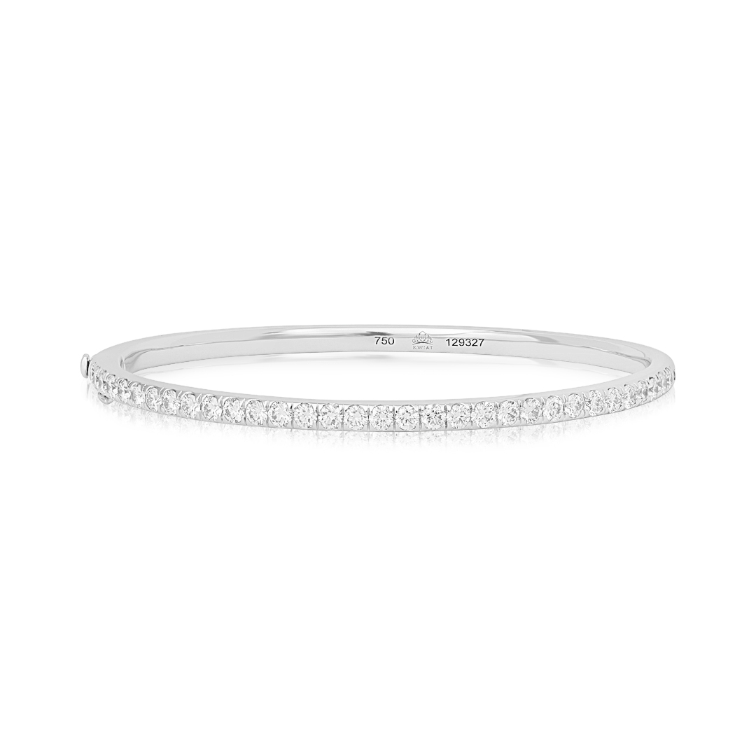 18K White Gold Stackable Collection Diamond Bangle