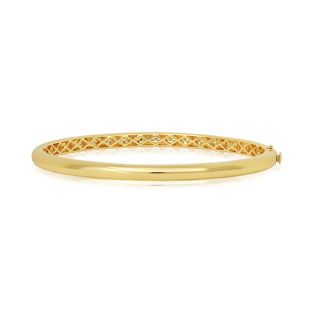 18K Yellow Gold Pave Diamond Bangle Bracelet