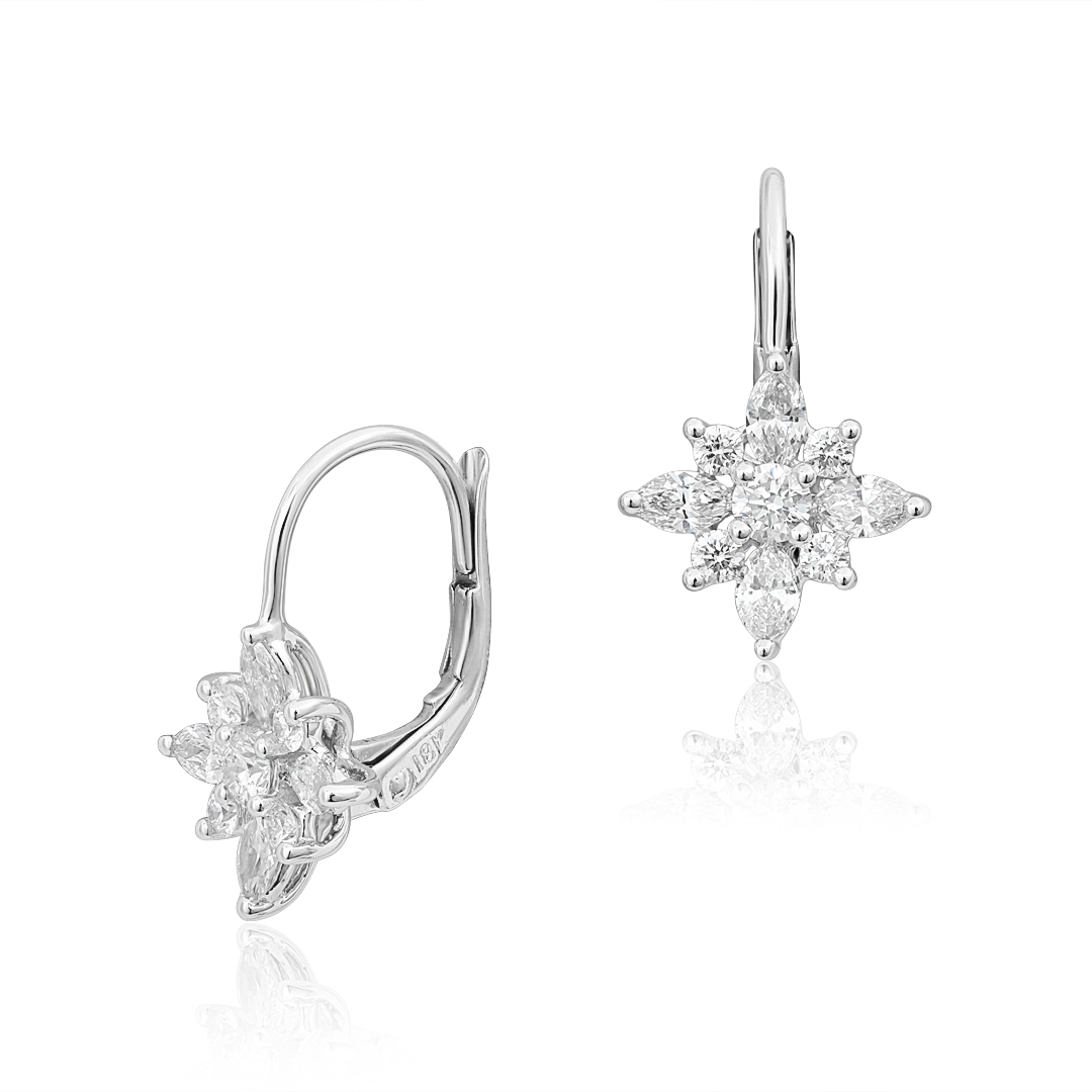 Platinum and 18K White Gold Star Collection Diamond Earrings