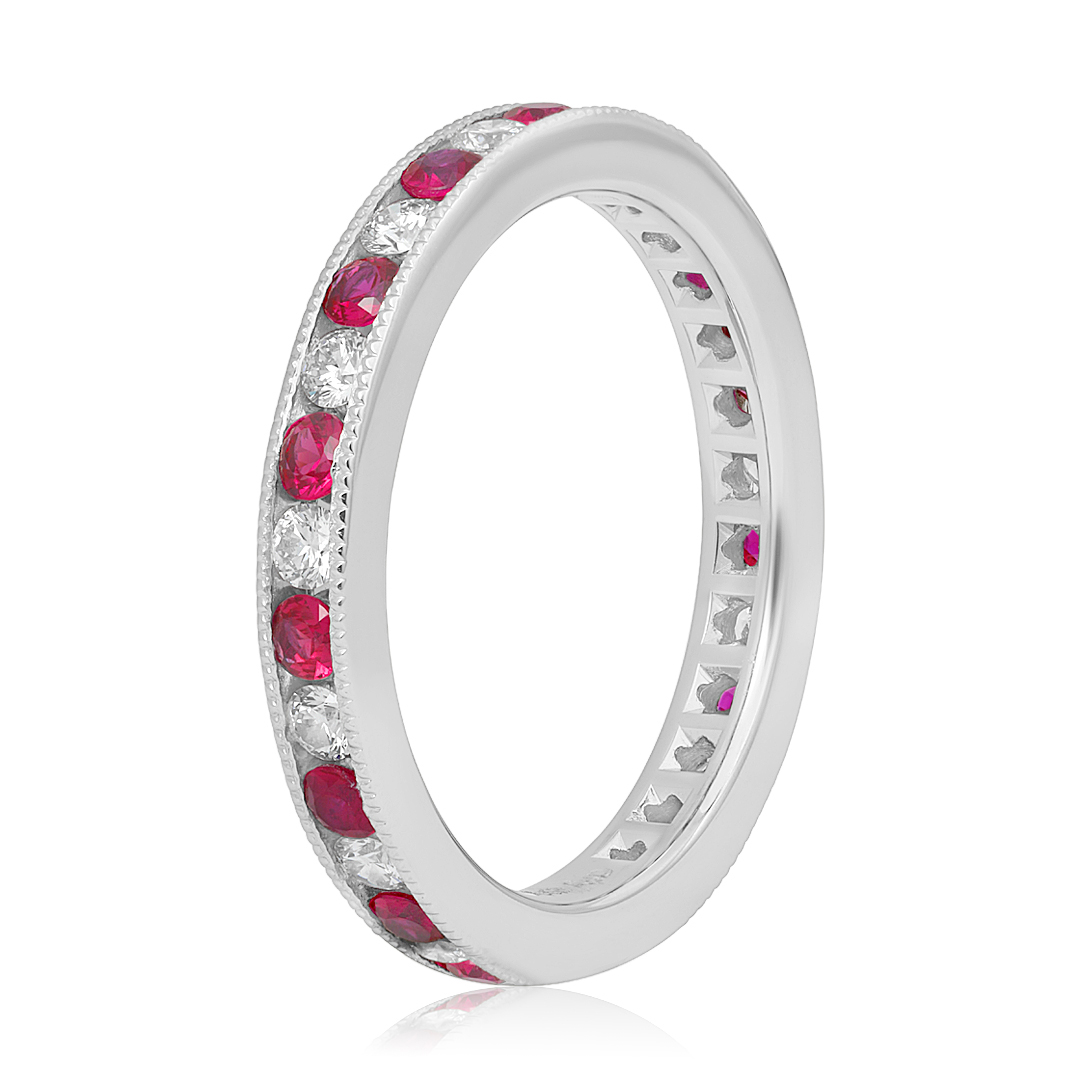 Platinum Ruby and Diamond Eternity Band