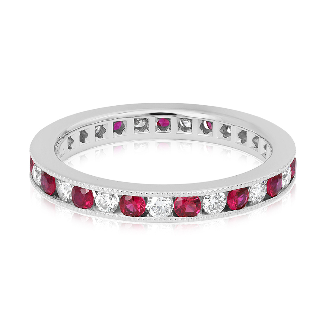 Platinum Ruby and Diamond Eternity Band