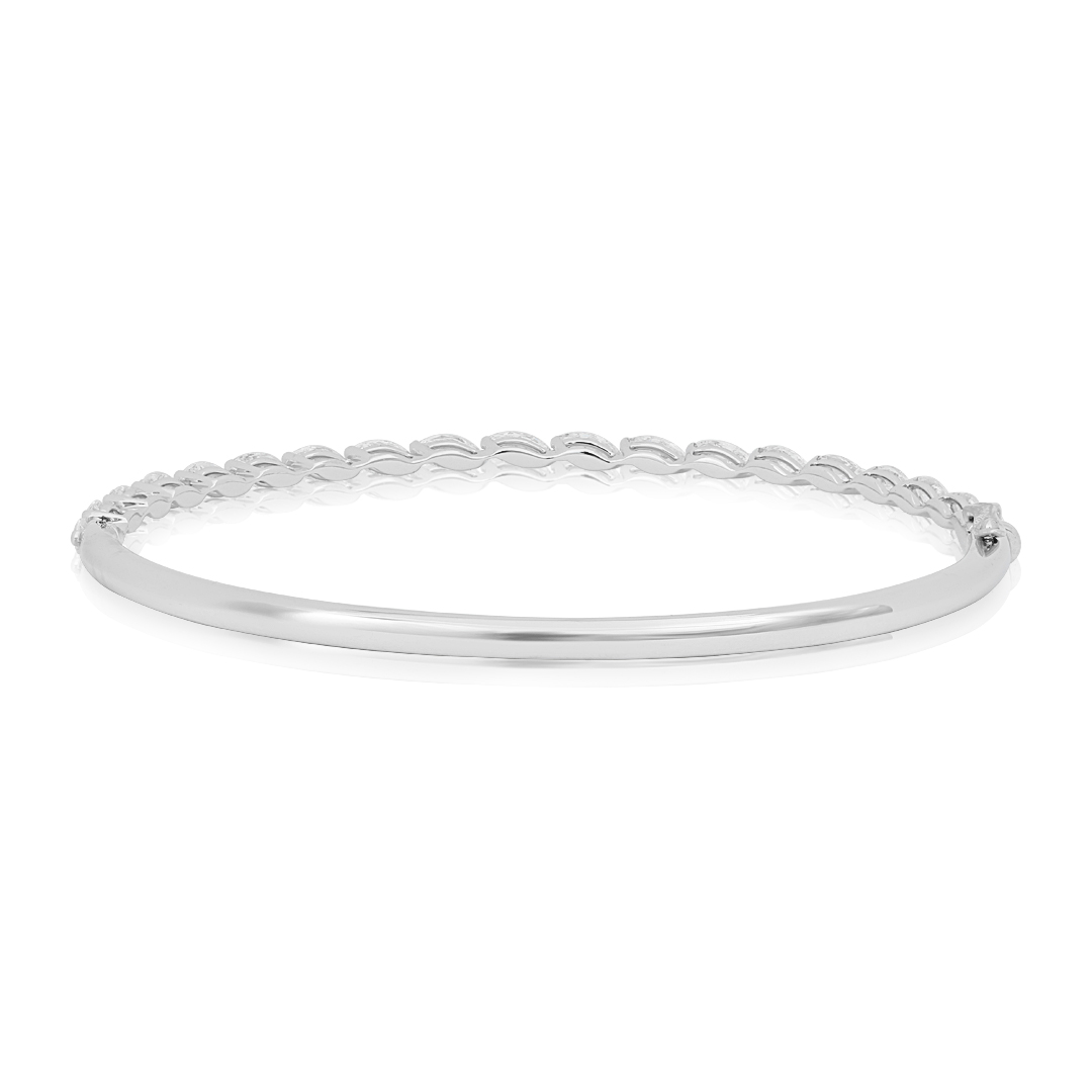 18K White Gold Eclipse Collection Marquise Diamond Bangle