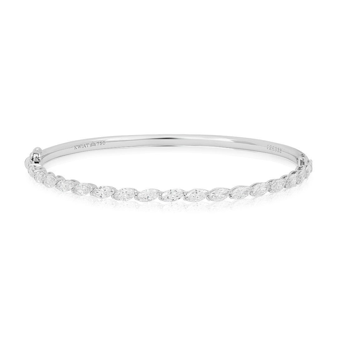18K White Gold Eclipse Collection Marquise Diamond Bangle itemprop=