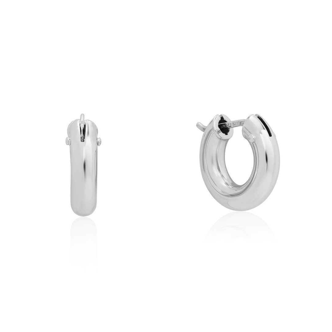18K White Gold Coin Classics Collection Hoop Earrings