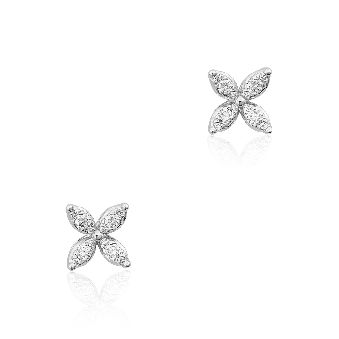 18K White Gold Sunburst Collection Diamond Earrings