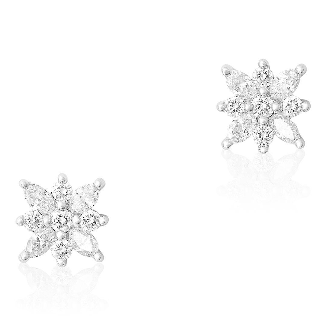 Kwiat 18K White Gold Star Collection Diamond Stud Earrings
