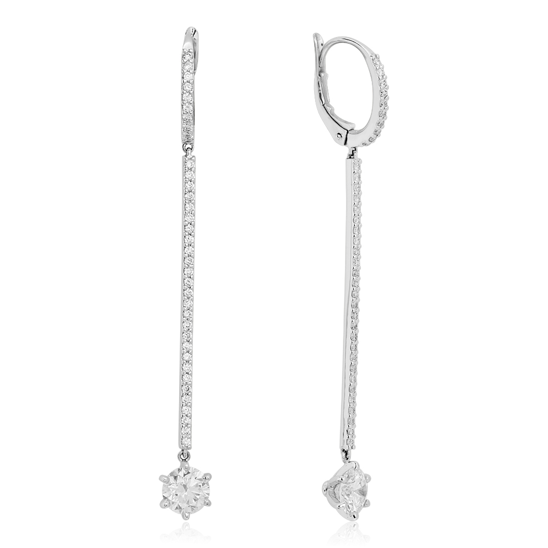 18K White Gold 57 Collection Diamond Matchstick Earrings itemprop=