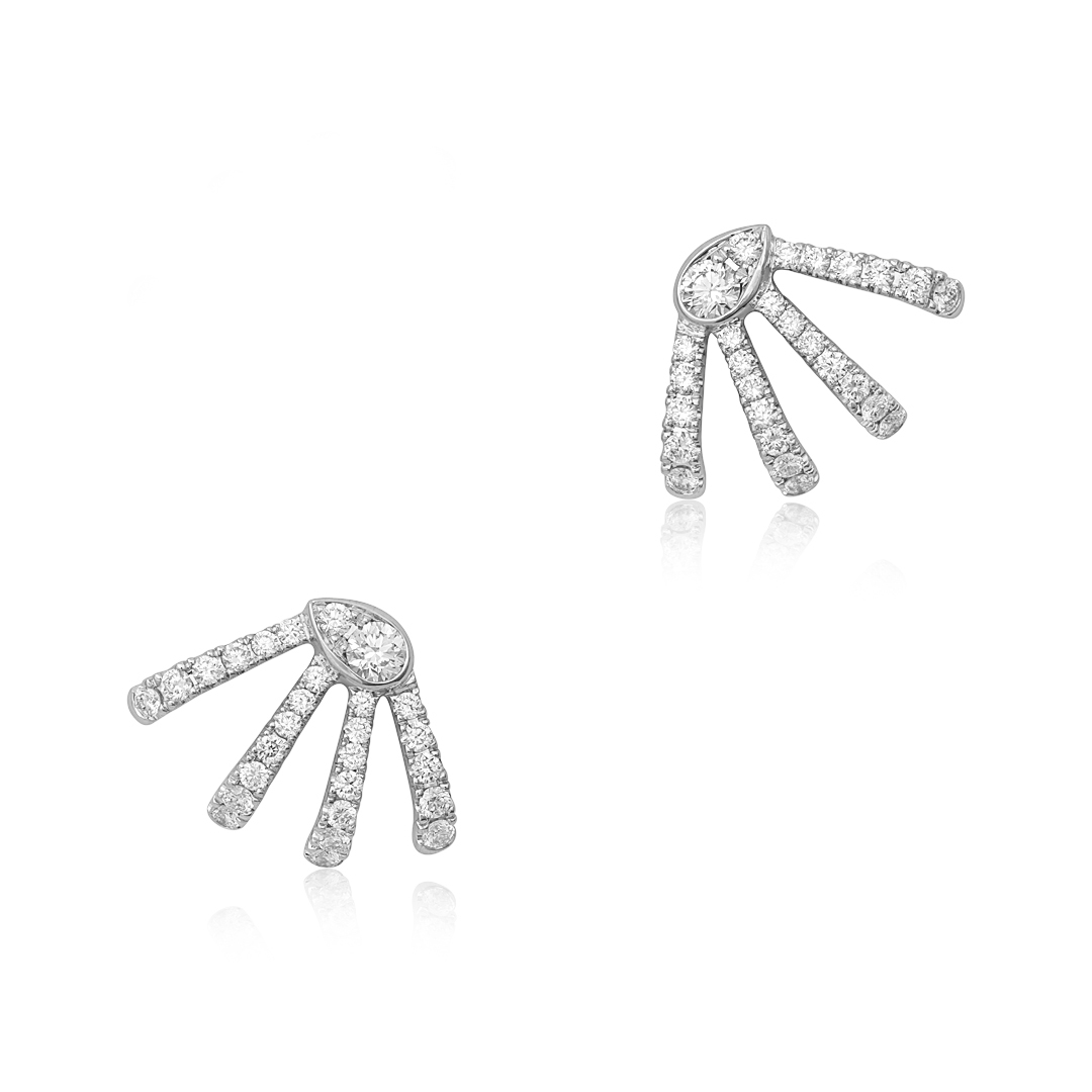 18K White Gold Vine Collection Diamond Earrings - 13463