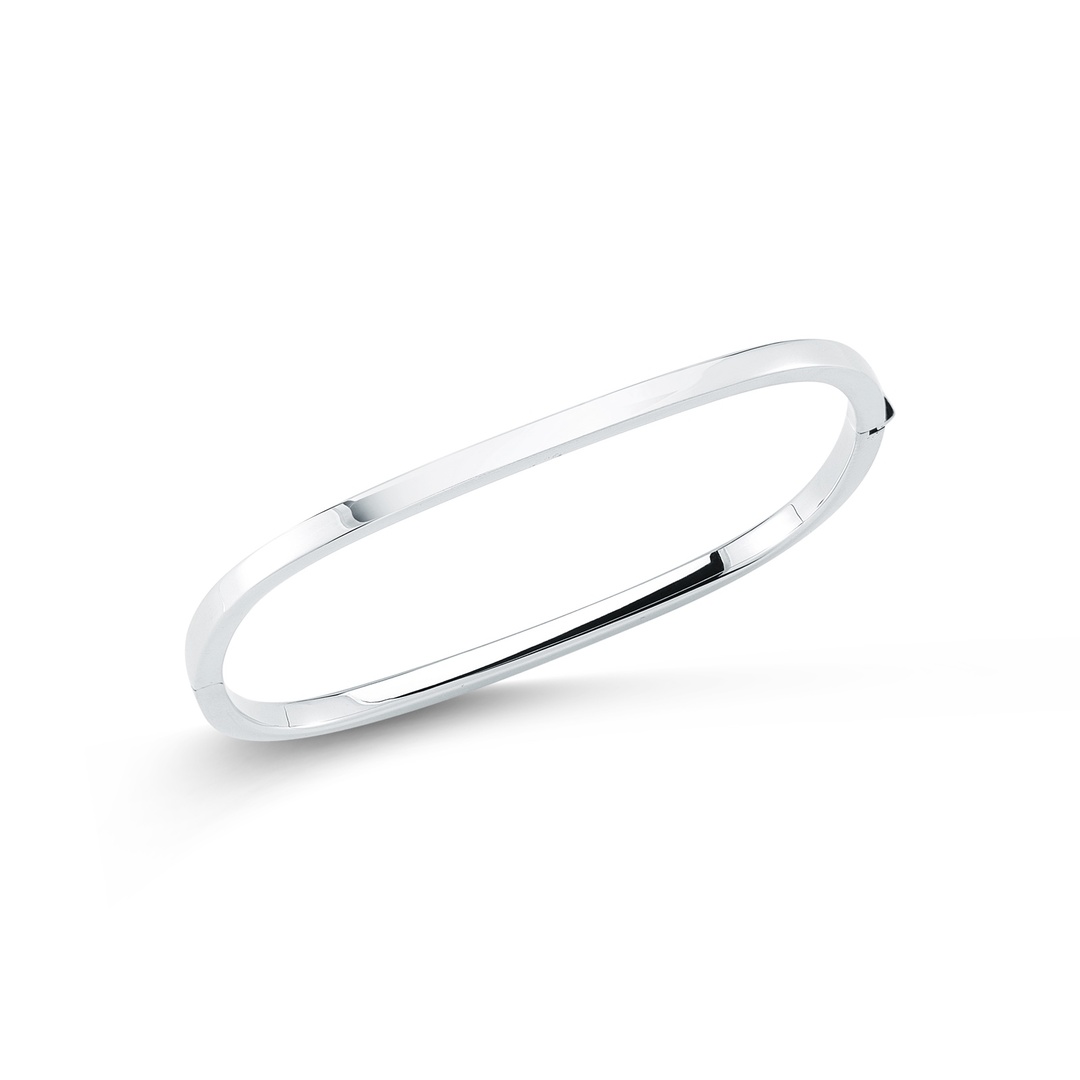 18K White Gold Classics Collection Square Hinged Bangle