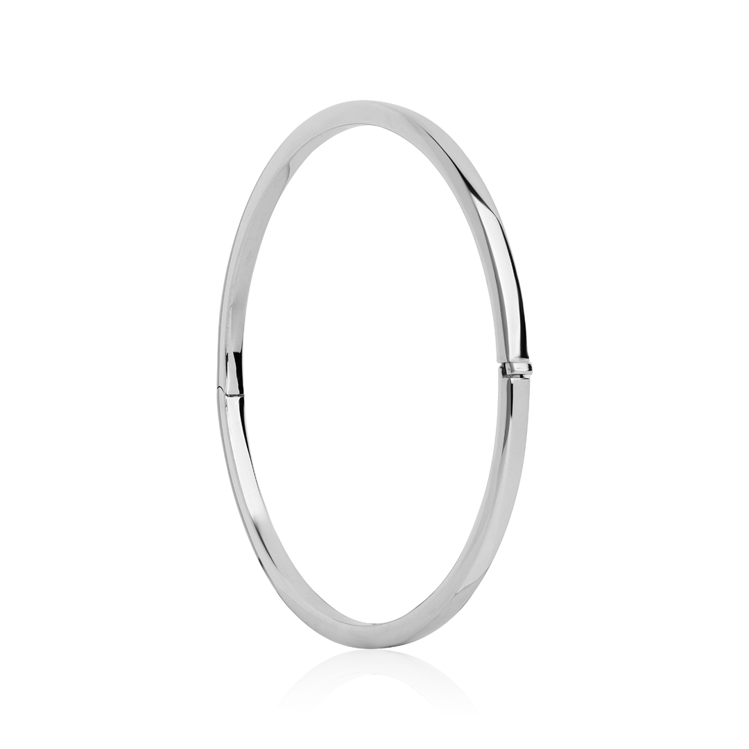 18K White Gold 2.5MM Hinged Bangle Bracelet