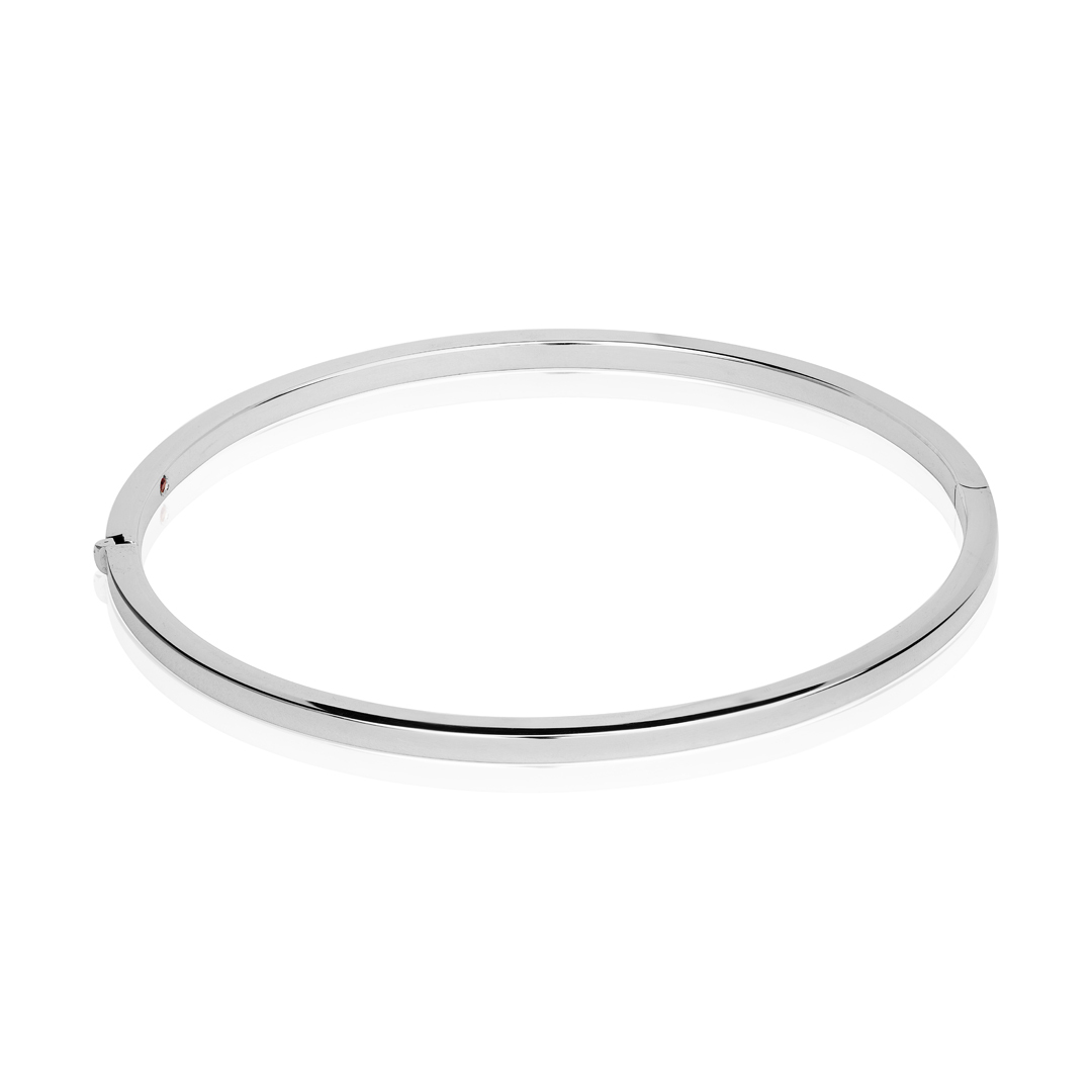 18K White Gold 2.5MM Hinged Bangle Bracelet