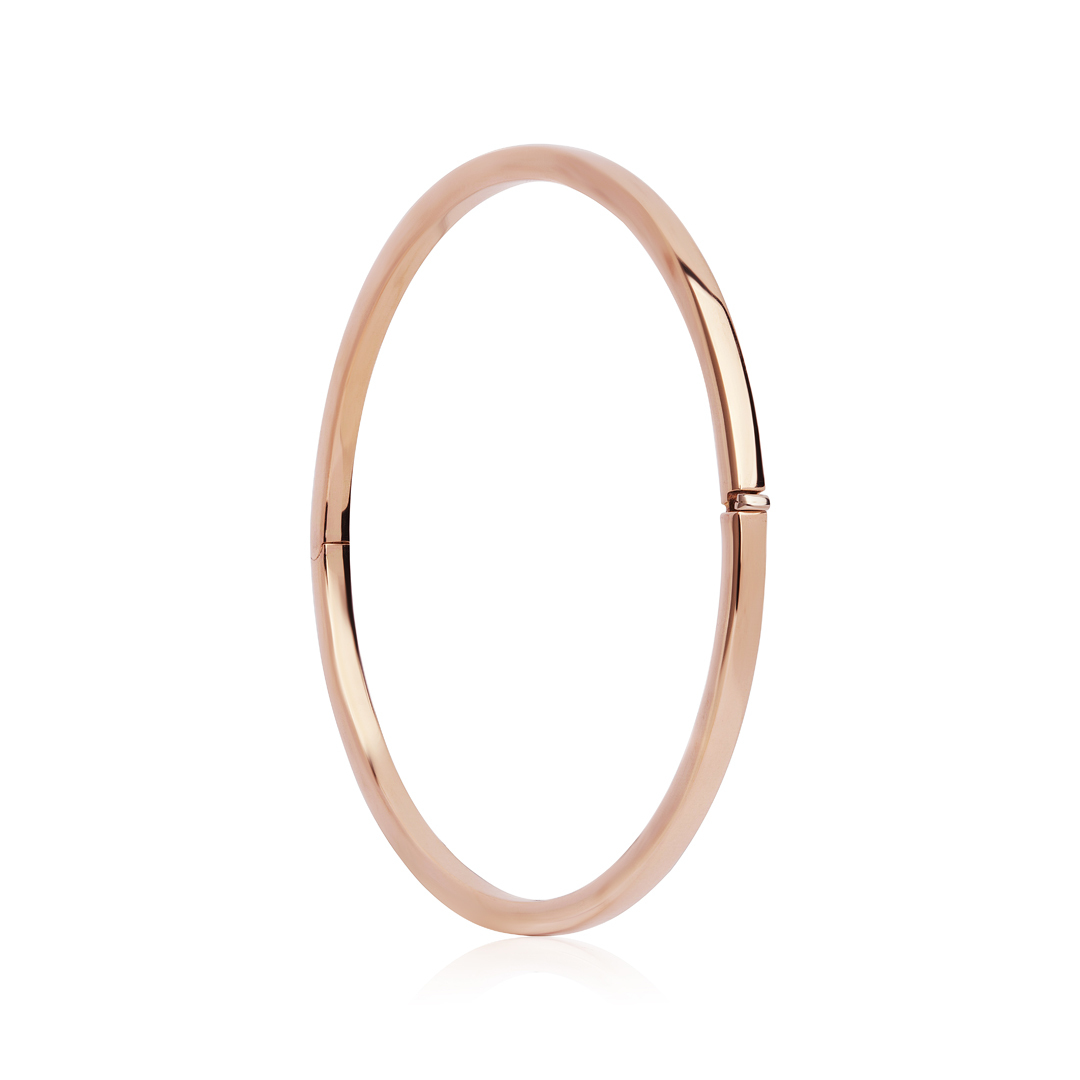 18K Rose Gold 2.5MM Hinged Bangle Bracelet