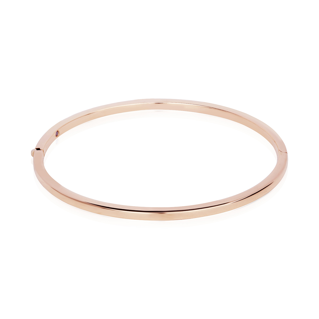 18K Rose Gold 2.5MM Hinged Bangle Bracelet