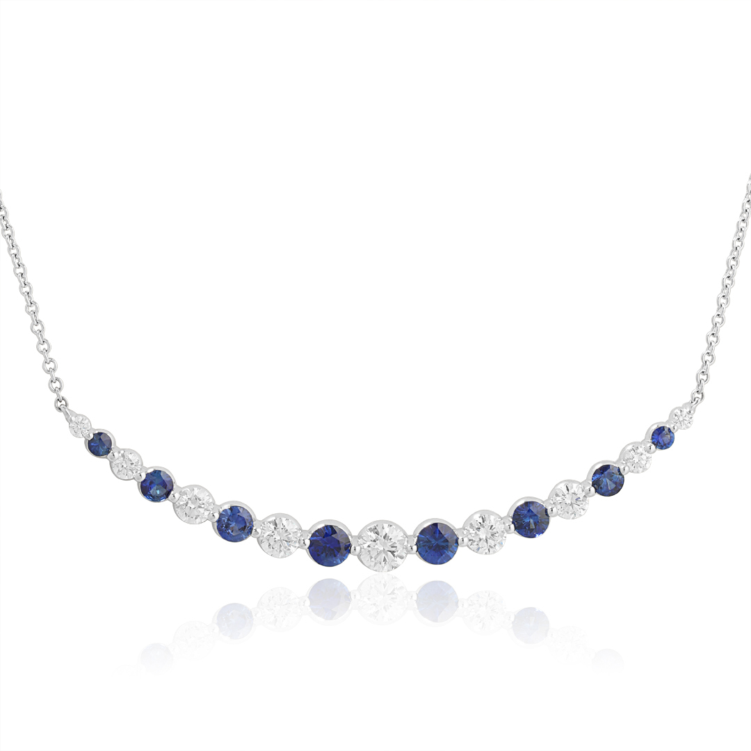 18K White Gold Sapphire and Diamond Necklace