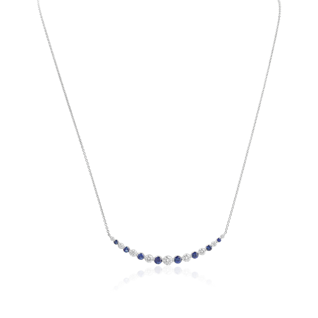 18K White Gold Sapphire and Diamond Necklace