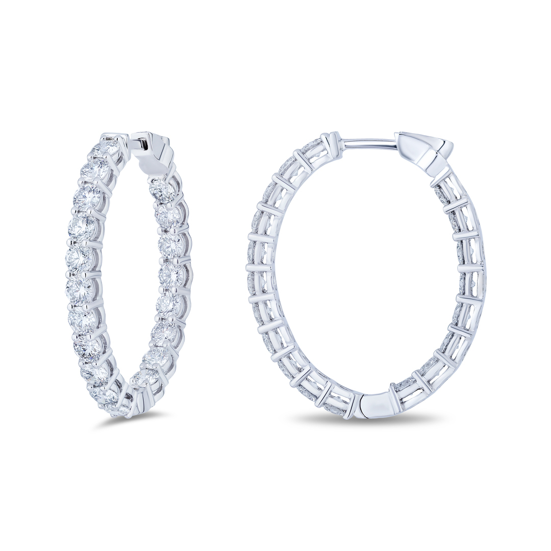 TIVOL 18K White Gold and Diamond Inside/Out Hoop Earrings